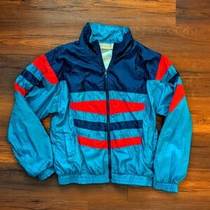 Women's Vintage 80s Cargo Branded Full Zip  Windbreaker Workout/Outdoor Jacket M